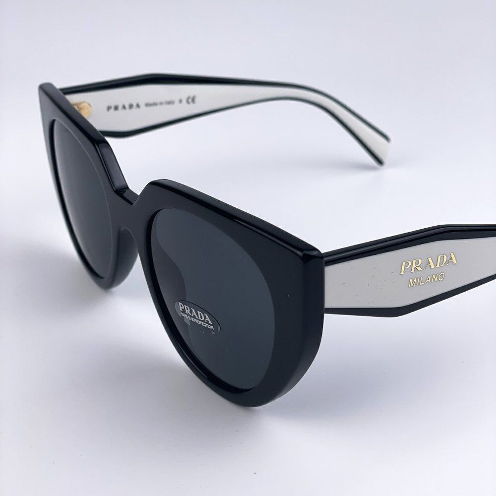 NEW Prada PR14WS 09Q-5S0 Black Talc Gray Cat Eye Oversized Women Sunglasses - Picture 6 of 13